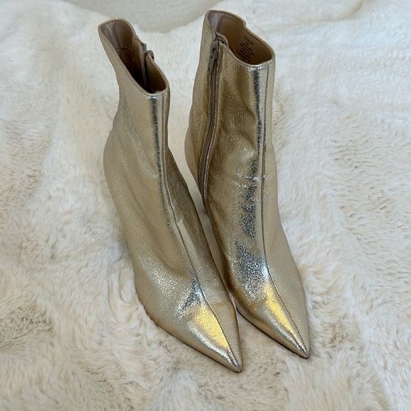 Steve Madden Vivy Gold Metallic Mid Calf Boots - Picture 2 of 14